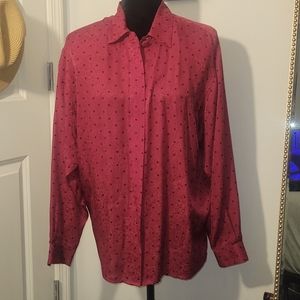 100% Vintage Silk Red Blouse
